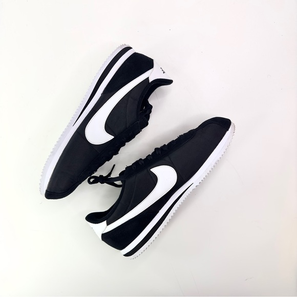 black and white nylon nike cortez